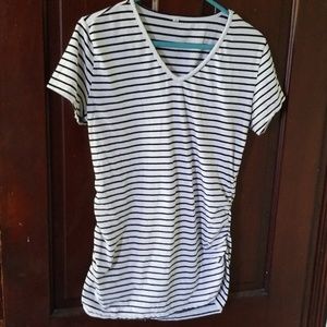 Striped V Neck Maternity Shirt. Size XL